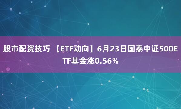 股市配资技巧 【ETF动向】6月23日国泰中证500ETF基金涨0.56%